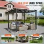 VEVOR 10'x10' Outdoor Retractable Pergola with Sun Shade Canopy Aluminum Gray