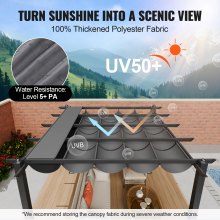 VEVOR 3x3m Outdoor Retractable Pergola with Sun Shade Canopy Aluminum Gray