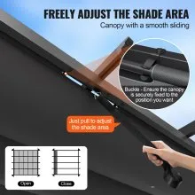 VEVOR 10'x10' Outdoor Retractable Pergola with Sun Shade Canopy Aluminum Gray