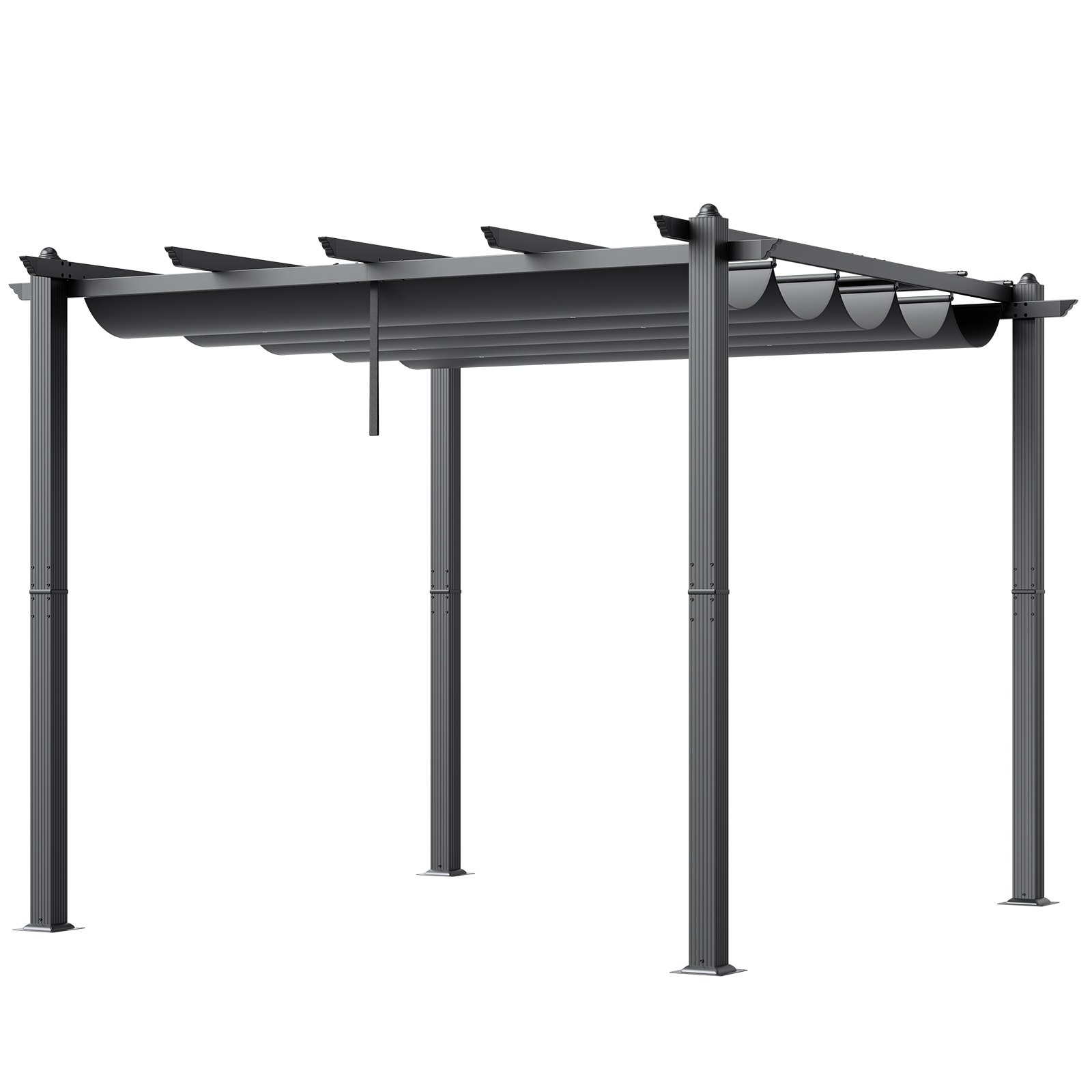 VEVOR 10'x10' Outdoor Retractable Pergola with Canopy, Aluminum Pergola with Retractable Canopy, Modern Pergola with Sun Shade Canopy for Patios, Gardens, Decks, Backyards (Gray)