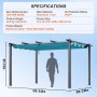 Pergola rétractable extérieure VEVOR 10'x13' avec auvent pare-soleil en aluminium bleu