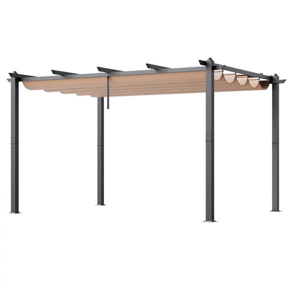 VEVOR 3x4m Outdoor Retractable Pergola with Canopy, Aluminum Pergola with Retractable Canopy, Modern Pergola with Sun Shade Canopy for Patios, Gardens, Decks, Backyards (Beige)