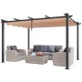 VEVOR 10'x13' Outdoor Retractable Pergola with Sun Shade Canopy Aluminum Beige