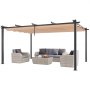 VEVOR 12'x16' Outdoor Retractable Pergola with Sun Shade Canopy Αλουμινίου Μπεζ