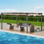 VEVOR 3.6x4.9m Outdoor Retractable Pergola with Canopy, Aluminum Pergola with Retractable Canopy, Modern Pergola with Sun Shade Canopy for Patios, Gardens, Decks, Backyards (Beige)