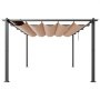 VEVOR 3.6x4.9m Outdoor Retractable Pergola with Canopy, Aluminum Pergola with Retractable Canopy, Modern Pergola with Sun Shade Canopy for Patios, Gardens, Decks, Backyards (Beige)