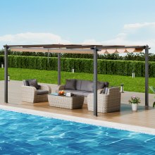 VEVOR 3.6x4.9m Outdoor Retractable Pergola with Sun Shade Canopy Aluminum Beige