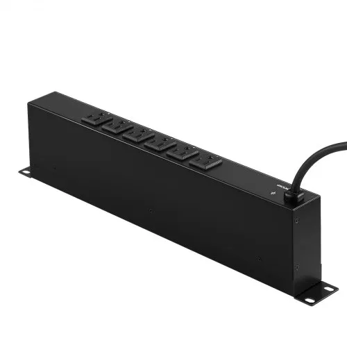 12-Outlet 1U Rack Mount Metered PDU With Surge Protector - Horizontal, 8ft Cord, LCD Display, TAA Compliant