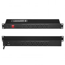 Multiprise VEVOR 19" 1U PDU 12 prises pour montage en rack Protection contre les surtensions et les surcharges