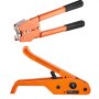 VEVOR banding strapping kit with tensioner and sealer, durable orange tools with black handles.