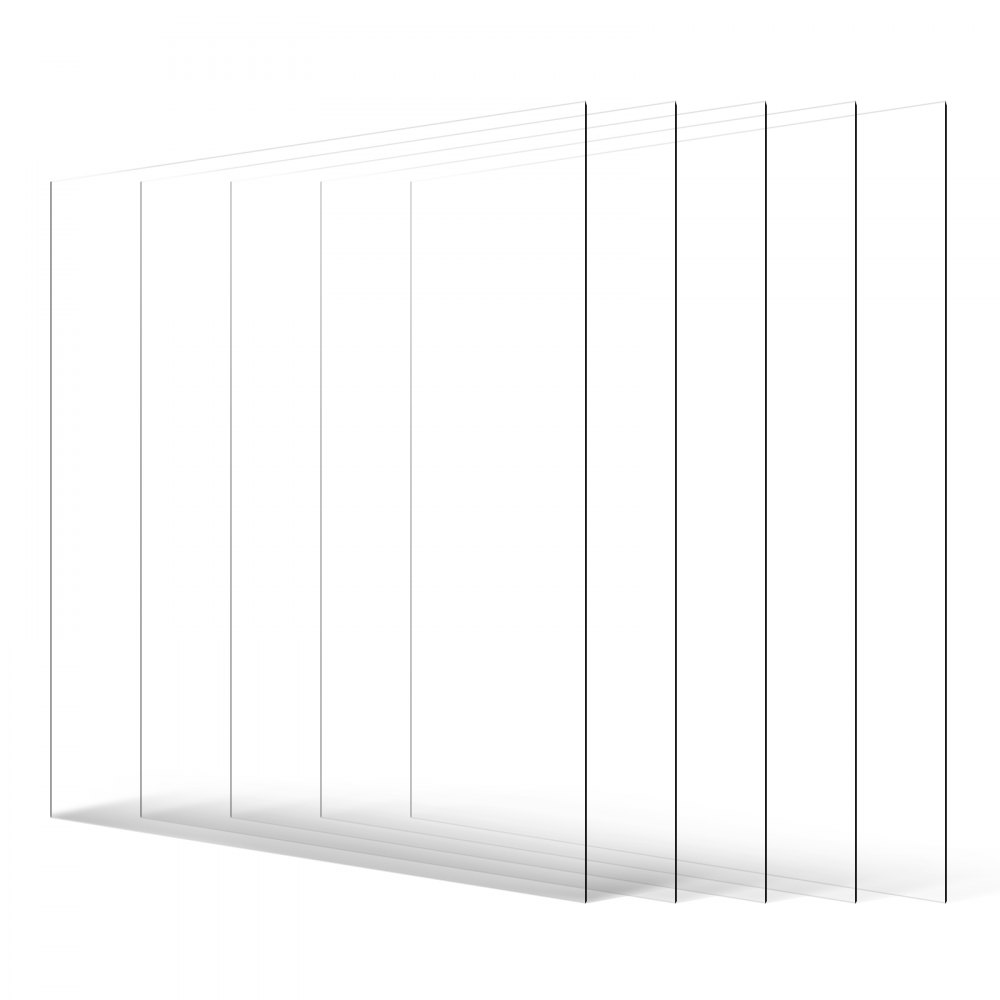 VEVOR PET/genomskinliga ark, 5-pack plastark, 24 x 36 tum 0,04 tum tjocka transparenta, flexibla plastpaneler för hantverk, reservglas för bildram, gör-det-själv-displayprojekt, lätt att skära