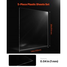 5-Pack PET/Plexiglass Sheets 24 x 36 Inch Plastic Sheets 0.04 Inch Thick