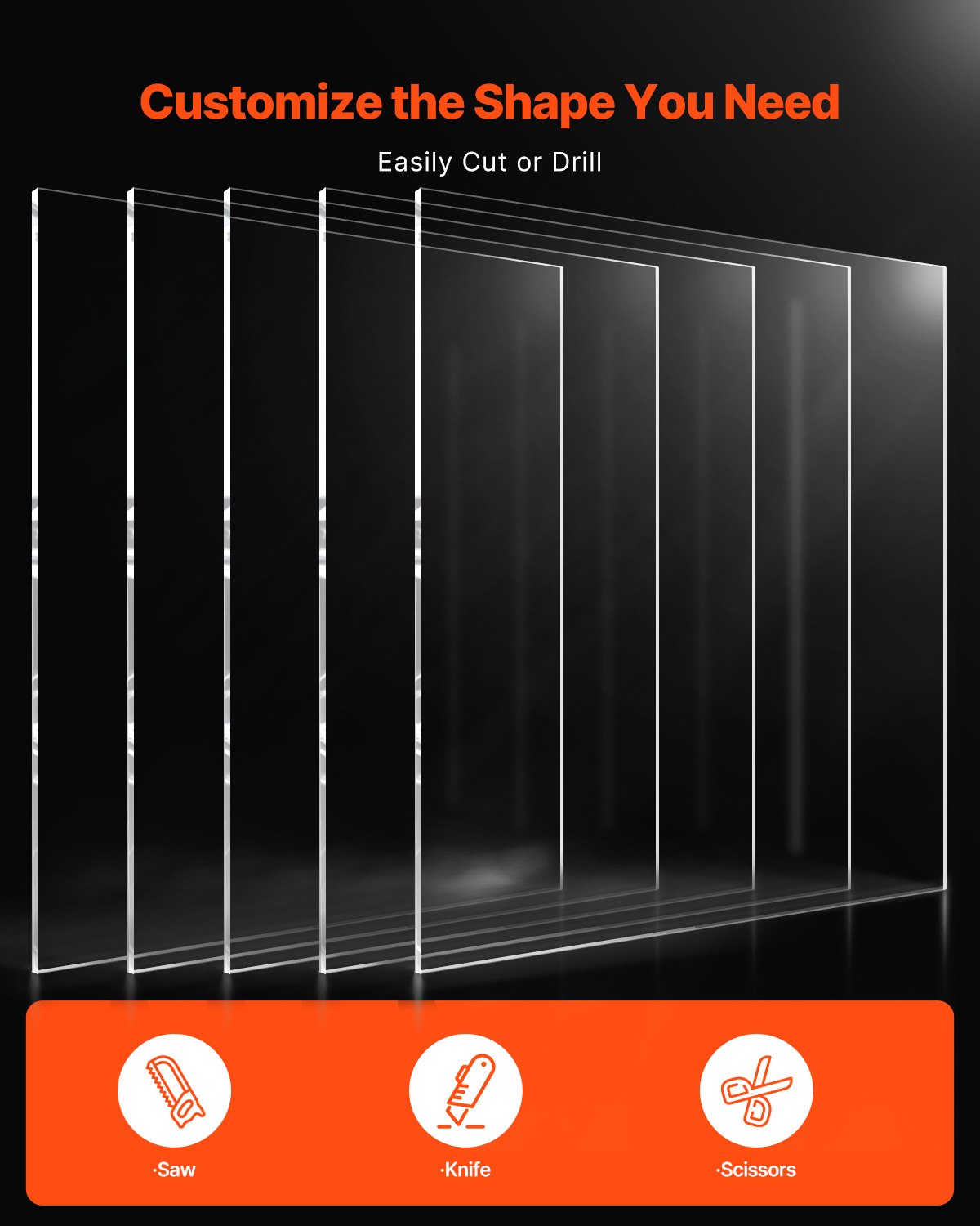 VEVOR PET/Plexiglass Sheets, 5-Pack Plastic Sheet, 610 x 914 mm 1 mm Thick Transparent Clear Flexible Plastic Panels for Craft, Replacement Picture Frame Glass, DIY Display Project, Easy to Cut