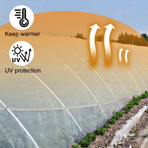 VEVOR Greenhouse Film 15x40ft, Greenhouse Polyethylene Film 6 Mil Thickness, Greenhouse Plastic Greenhouse Clear Plastic Film UV Resistant, Polyethylene Film Keep Warming, Superior Strength Toughness