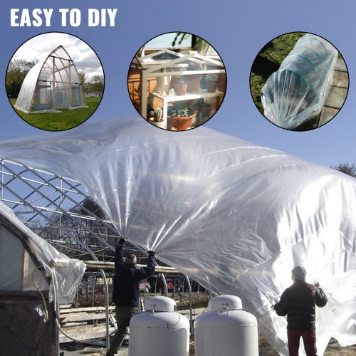 VEVOR Greenhouse Film 16x28 ft, Greenhouse Polyethylene Film 6 Mil Thickness, Greenhouse Plastic Greenhouse Clear Plastic Film UV Resistant, Polyethylene Film Keep Warming, Superior Strength Toughness