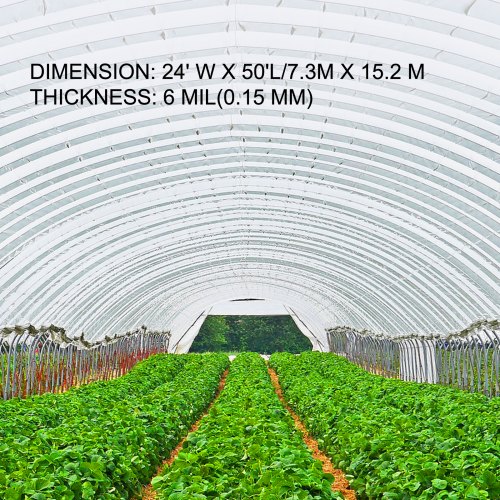 VEVOR Greenhouse Film, Greenhouse Polyethylene Film 24x50 ft Greenhouse Plastic