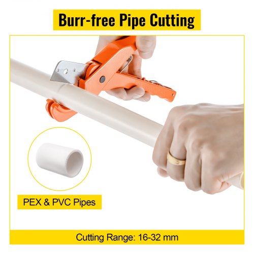 VEVOR Pipe Clamp Tools, 16/20/25/32 mm PEX Clamping Tool, Manual Pipe Clamping Tool Fitting with a Cutter and Expanding Tool, PEX-1632 Pipe Pressing Plier Fork for PEX/PVC Tube Plumbing and Fitting