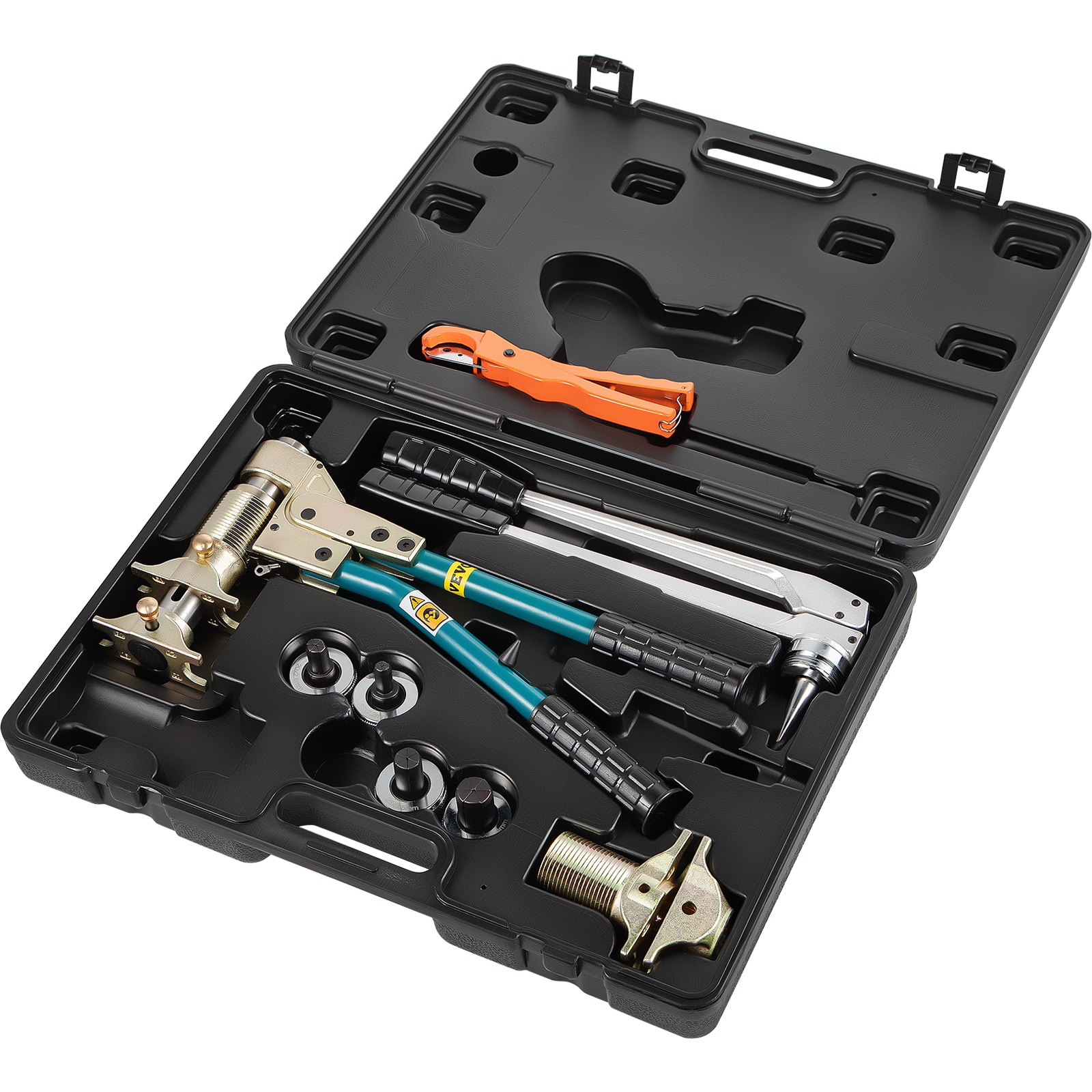 VEVOR Pipe Clamp Tools, 16/20/25/32 mm PEX Clamping Tool, Manual Pipe Clamping Tool Fitting with a Cutter and Expanding Tool, PEX-1632 Pipe Pressing Plier Fork for PEX/PVC Tube Plumbing and Fitting