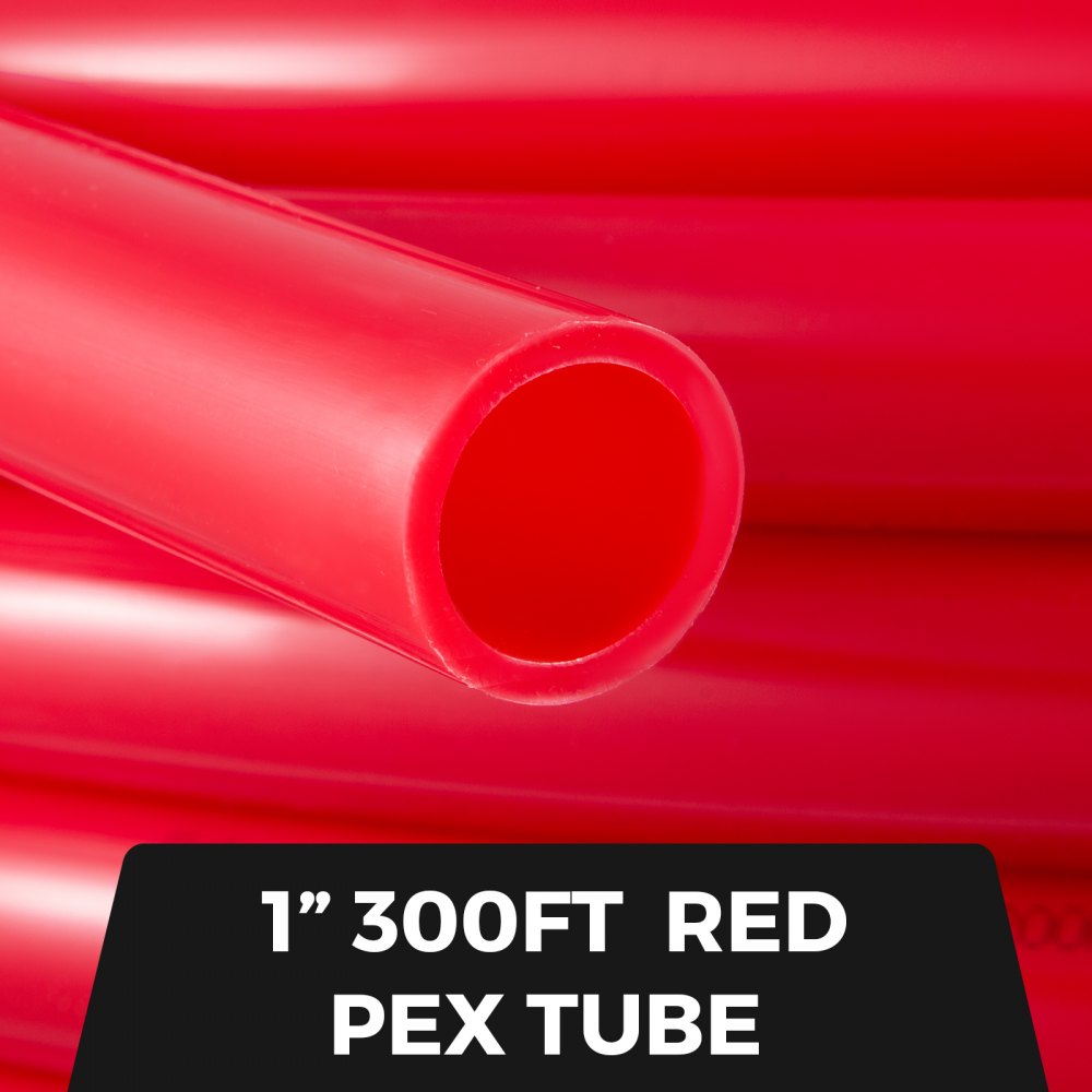 Tubería PEX VEVOR de 1 pulgada, 300 pies, tubería PEX sin barrera para agua radiante, tubería PEX-B, 1" sin barrera/300 pies/rojo