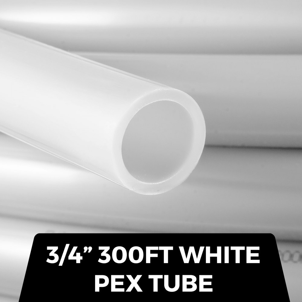 VEVOR Oxygen Non-Barrier PEX Tubing 300 Ft White 3/4 Inch PEX Pipe Radiant Heat Floor EVOH Pex-B Heat Durable Plumbing Flexible for Residential Commercial Heating Plumbing