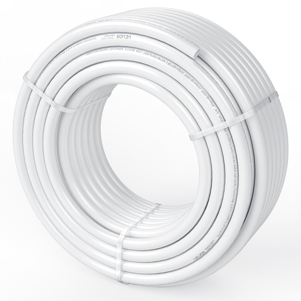 VEVOR PEX Pipe 3/4 Inch, 100 Feet Length PEX-B Flexible Pipe Tubing for Potable Water, Pex Water Lines for Hot/Cold Water & Easily Restore, Plumbing Applications with Free Cutter & Clamps ,White