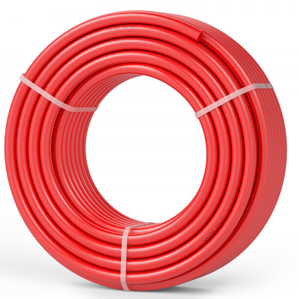 VEVOR PEX Pipe 3/4 Inch, 100 Feet Length PEX-B Flexible Pipe Tubing for Potable Water, Pex Water Lines for Hot/Cold Water & Easily Restore, Plumbing Applications with Free Cutter & Clamps ,Red