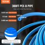 VEVOR PEX Pipe 1/2 Inch, 300 Feet Length PEX-B Flexible Pipe Tubing for Potable Water, Pex Water Lines for Hot/Cold Water & Easily Restore, Plumbing Applications with Free Cutter & Clamps ,Blue