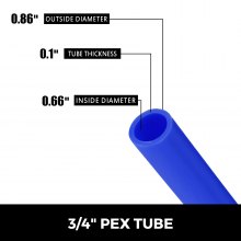 VEVOR Tube PEX 3/4" sans barrière, 1,5 m, sans barrière, tube PEX rouge, bobine pour plomberie d'eau chaude et froide, système de chauffage au sol radiant en boucle ouverte, tube PEX (3/4", sans barrière, 1,5 m/bleu)