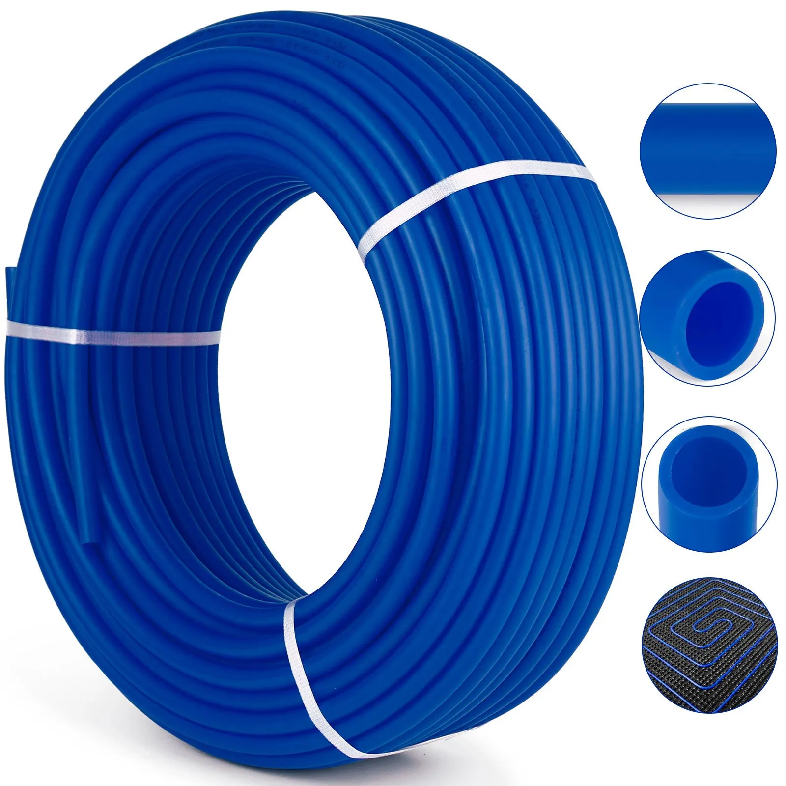 VEVOR 3/4" PEX Tubing 500Ft Non-Barrier PEX Pipe Blue Pex-b Tube Coil for Hot and Cold Water Plumbing Open Loop Radiant Floor Heating System PEX Tubing (3/4" Non-Barrier, 500Ft/Blue)