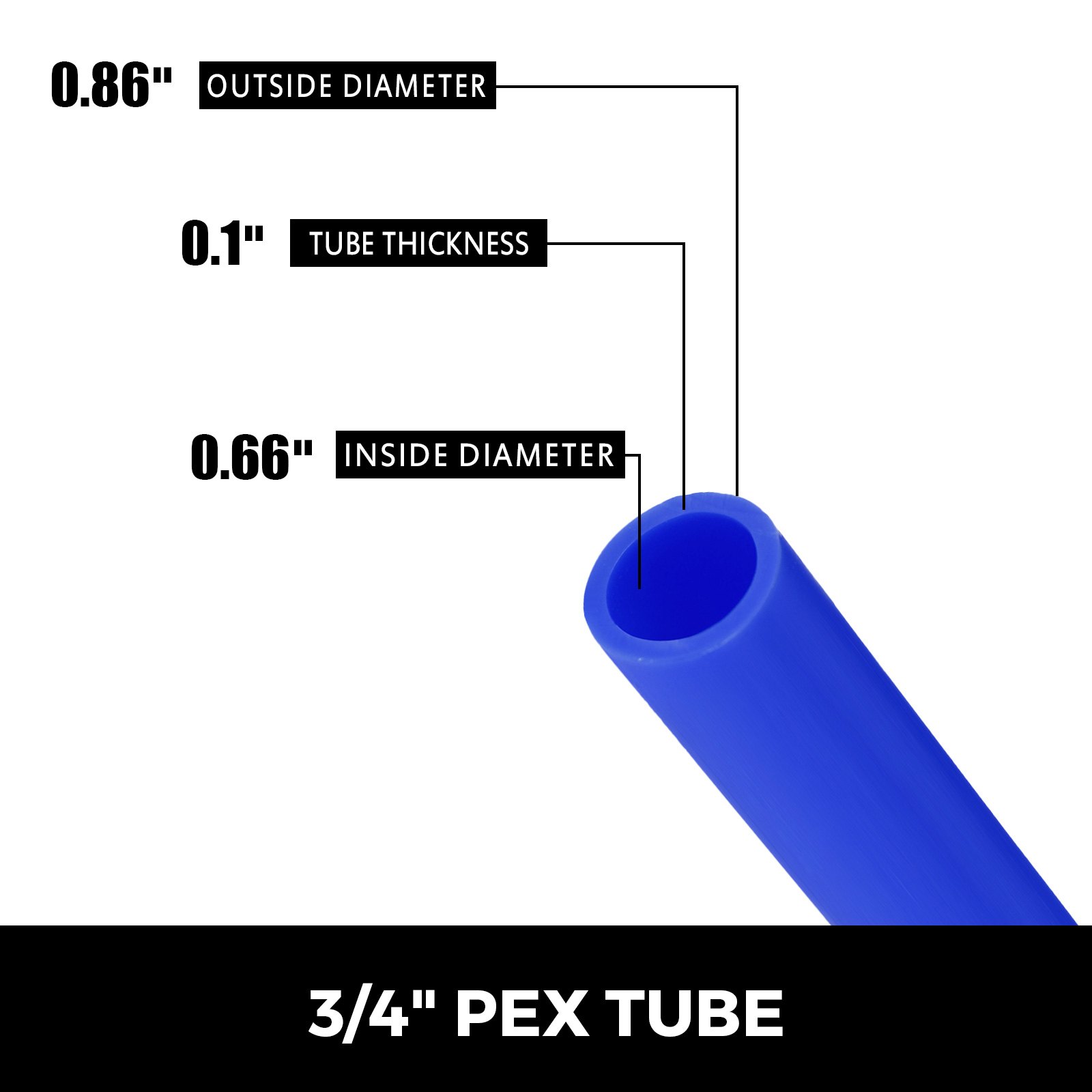 VEVOR 3/4" PEX Tubing 500Ft Non-Barrier PEX Pipe Blue Pex-b Tube Coil for Hot and Cold Water Plumbing Open Loop Radiant Floor Heating System PEX Tubing (3/4" Non-Barrier, 500Ft/Blue)