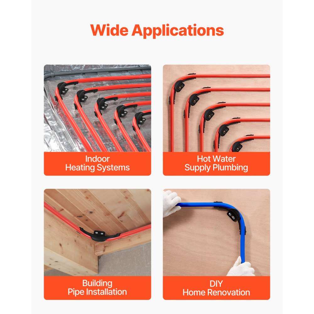 VEVOR PEX Tubing Bend Support, 20 Packs 90-Degree Elbow Bend Support Compatible with 1/2-inch PEX Pipes, Corrosion & Rust Resistant Pex Clamps Pipe Holder with Nail Tab