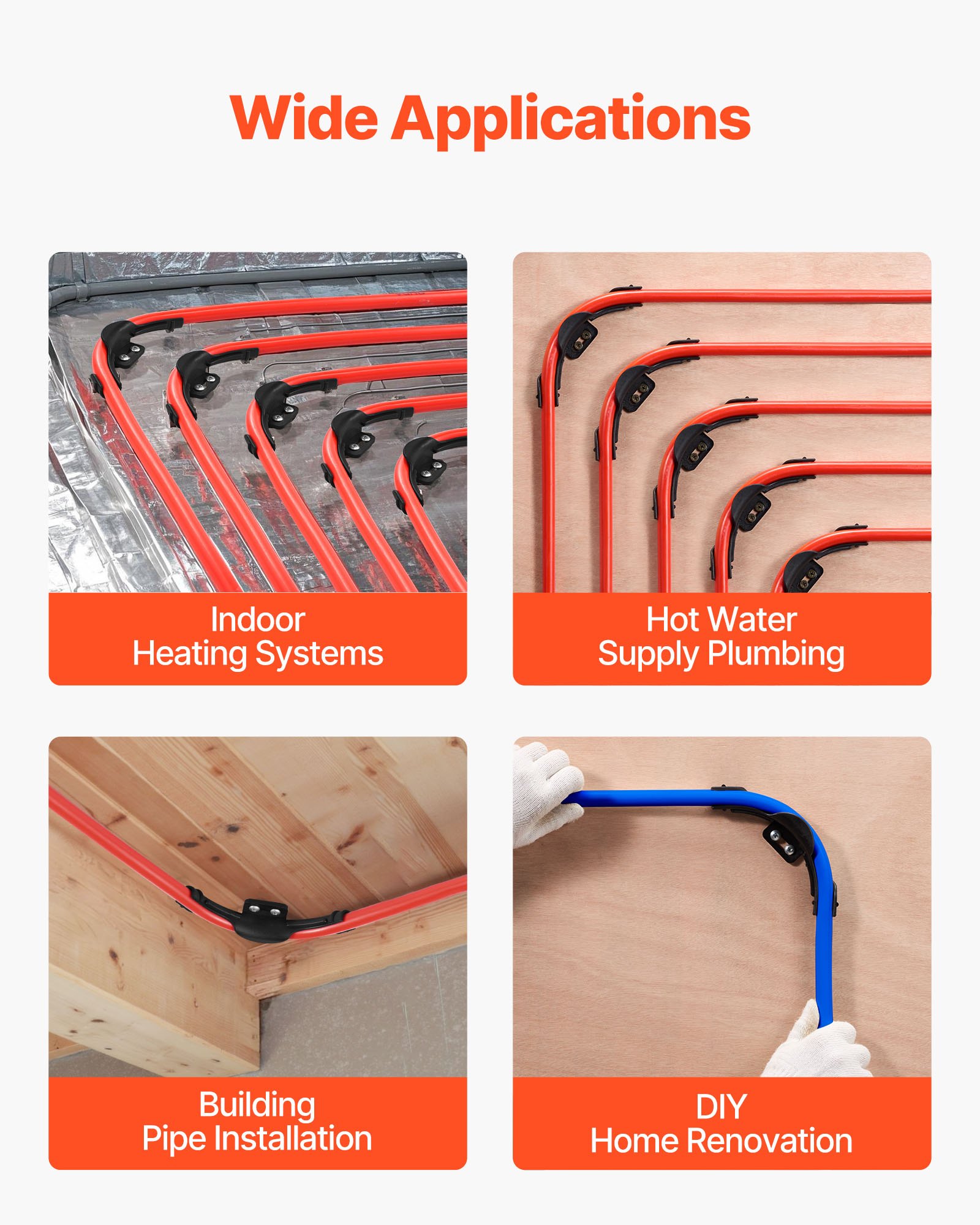 VEVOR PEX Tubing Bend Support, 20 Packs 90-Degree Elbow Bend Support Compatible with 1/2-inch PEX Pipes, Corrosion & Rust Resistant Pex Clamps Pipe Holder with Nail Tab