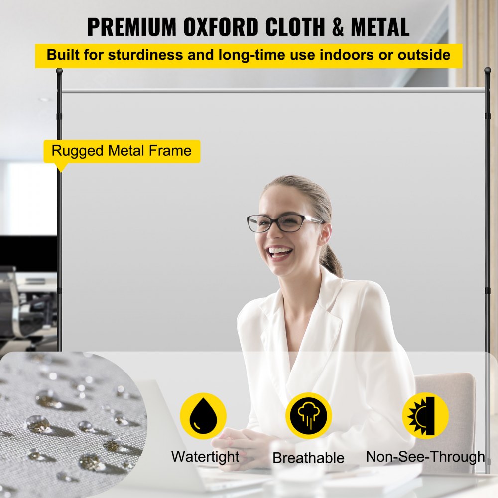 VEVOR Panel Room Divider 181 x 183 cm Grey Moving Flexible Foldable Screen Divider Aluminum Waterproof Non Transparent for Bedroom, Offices, Conference Rooms