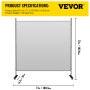 VEVOR Panel Room Divider 181 x 183 cm Grey Moving Flexible Foldable Screen Divider Aluminum Waterproof Non Transparent for Bedroom, Offices, Conference Rooms