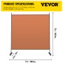 VEVOR Office Partition 71" W x 14" D x 72" H Room Divider w/Thicker Non-See-Through Fabric Office Divider Portable Office Divider Reddish Brown Room Partition for Room Office Restaurant
