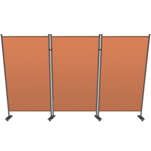 VEVOR Office Partition 89" W x 14" D x 73" H Room Divider 3-Panel Office Divider Folding Portable Office Walls w/ Non-See-Through Fabric Room Partition Reddish Brown for Room Office Restaurant
