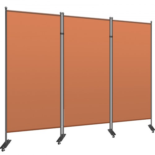 VEVOR Office Partition 89" W x 14" D x 73" H Room Divider 3-Panel Office Divider Folding Portable Office Walls w/ Non-See-Through Fabric Room Partition Reddish Brown for Room Office Restaurant