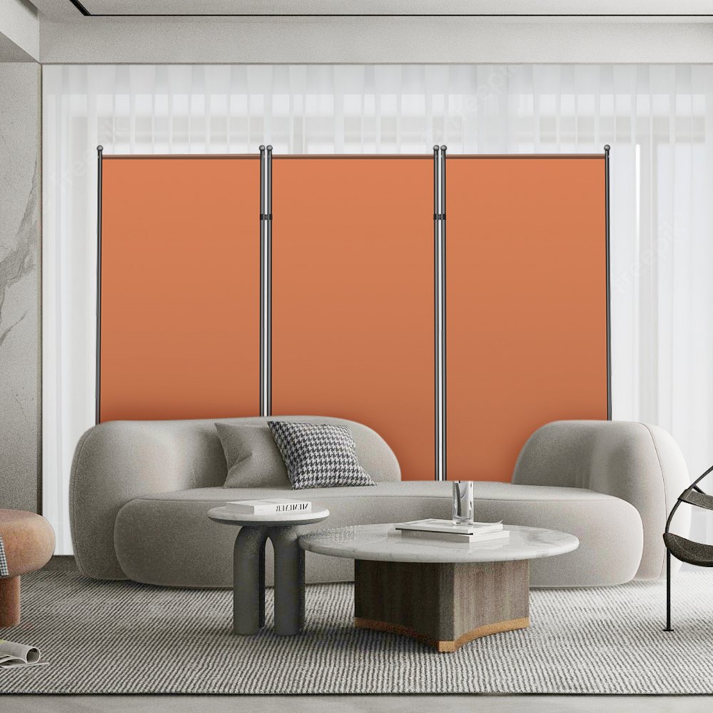 VEVOR Office Partition 89" W x 14" D x 73" H Room Divider 3-Panel Office Divider Folding Portable Office Walls w/ Non-See-Through Fabric Room Partition Reddish Brown for Room Office Restaurant