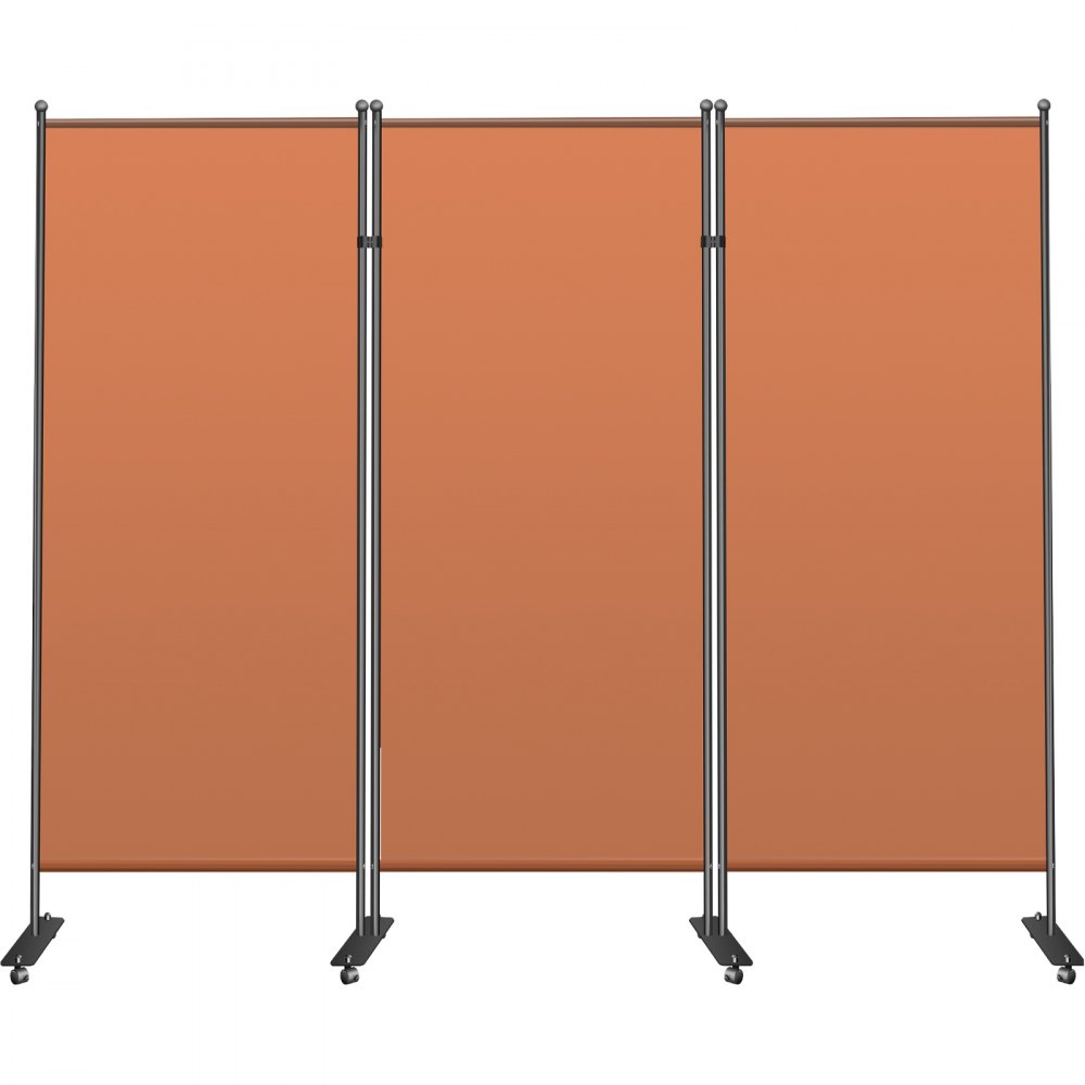 VEVOR Office Partition 89" W x 14" D x 73" H Room Divider 3-Panel Office Divider Folding Portable Office Walls w/ Non-See-Through Fabric Room Partition Reddish Brown for Room Office Restaurant