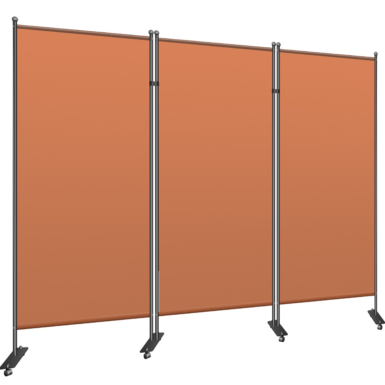 VEVOR Office Partition 89" W x 14" D x 73" H Room Divider 3-Panel Office Divider Folding Portable Office Walls w/ Non-See-Through Fabric Room Partition Reddish Brown for Room Office Restaurant
