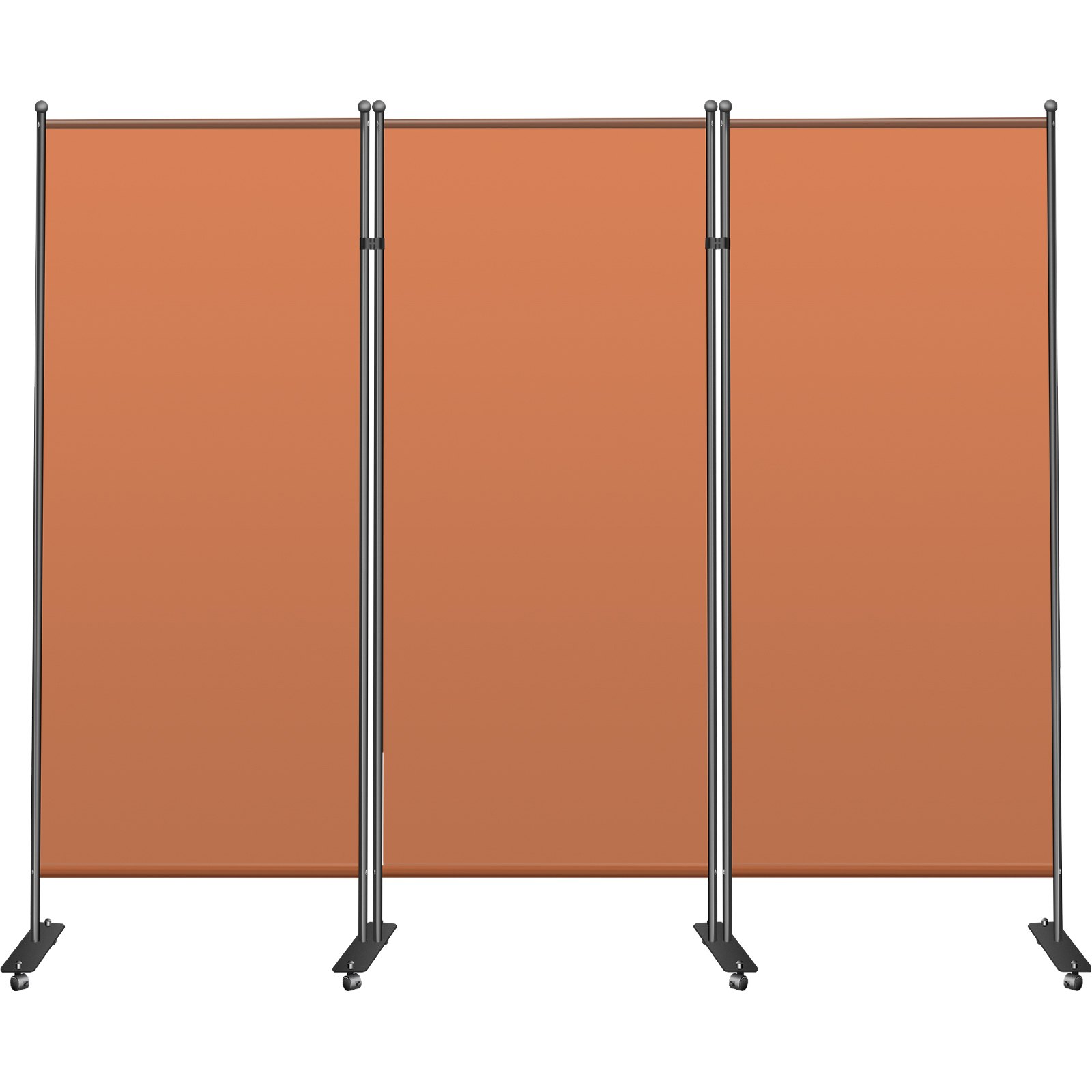 VEVOR Office Partition 89" W x 14" D x 73" H Room Divider 3-Panel Office Divider Folding Portable Office Walls w/ Non-See-Through Fabric Room Partition Reddish Brown for Room Office Restaurant