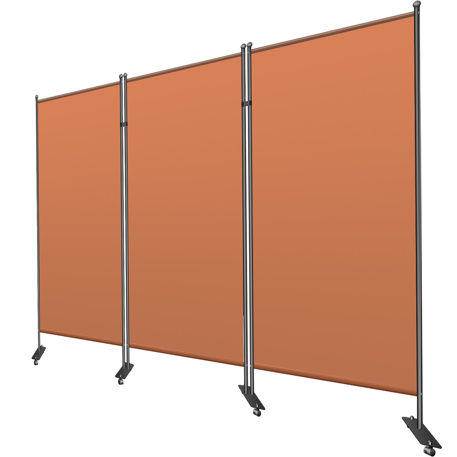 VEVOR Office Partition 89" W x 14" D x 73" H Room Divider 3-Panel Office Divider Folding Portable Office Walls w/ Non-See-Through Fabric Room Partition Reddish Brown for Room Office Restaurant