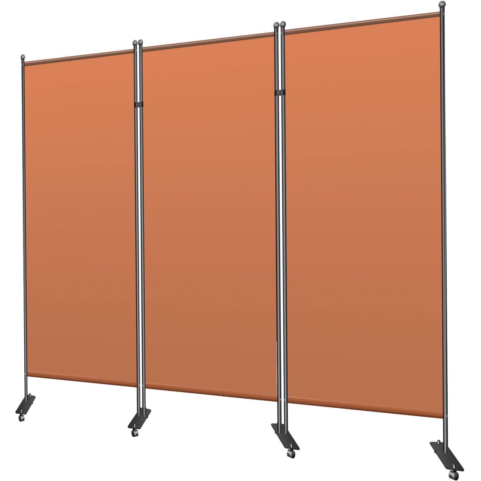VEVOR Office Partition 89" W x 14" D x 73" H Room Divider 3-Panel Office Divider Folding Portable Office Walls w/ Non-See-Through Fabric Room Partition Reddish Brown for Room Office Restaurant