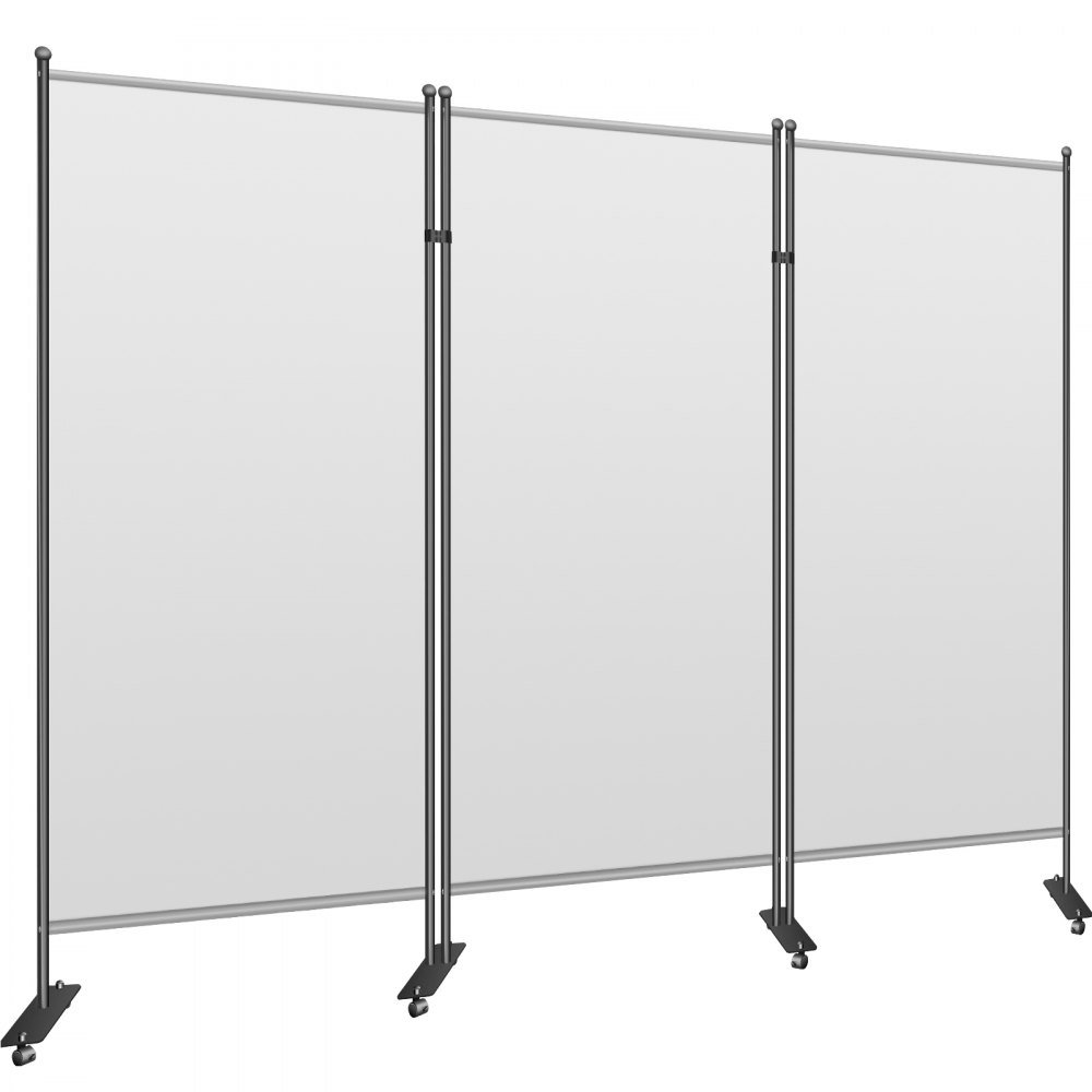 VEVOR Office Partition 89" W x 14" D x 72.8" H Room Divider 3-Panel Office Divider Folding Portable Office Walls with Non-See-Through Fabric Room Partition Light Gray for Room Office Restaurant