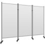 VEVOR Office Partition 89" W x 14" D x 72.8" H Room Divider 3-Panel Office Divider Folding Portable Office Walls with Non-See-Through Fabric Room Partition Light Gray for Room Office Restaurant