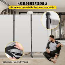 VEVOR Office Partition 89" W x 14" D x 73" H Room Divider Wall 3-Panel Office Divider Folding Portable Office Walls Dividers with Non-See-Through Fabric Room Partition Gray for Room Office Restaurant