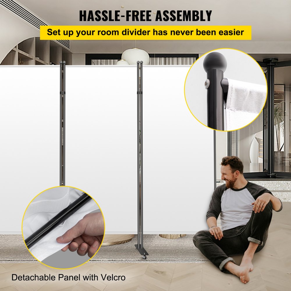 VEVOR Office Partition 89" W x 14" D x 73" H Room Divider Wall 3-Panel Office Divider Folding Portable Office Walls Divider with Non-See-Through Fabric Room Partition White for Room Office Restaurant