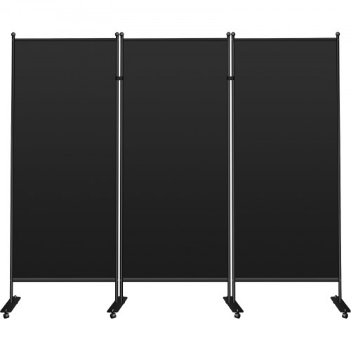VEVOR Office Partition 89" W x 14" D x 73" H Room Divider Wall 3-Panel Office Divider Folding Portable Office Walls Divider with Non-See-Through Fabric Room Partition Black for Room Office Restaurant