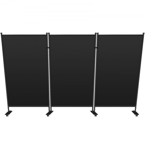 VEVOR Office Partition 89" W x 14" D x 73" H Room Divider Wall 3-Panel Office Divider Folding Portable Office Walls Divider with Non-See-Through Fabric Room Partition Black for Room Office Restaurant