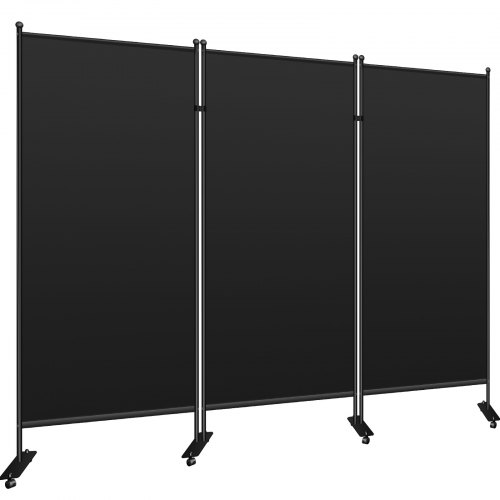 VEVOR Office Partition 89" W x 14" D x 73" H Room Divider Wall 3-Panel Office Divider Folding Portable Office Walls Divider with Non-See-Through Fabric Room Partition Black for Room Office Restaurant